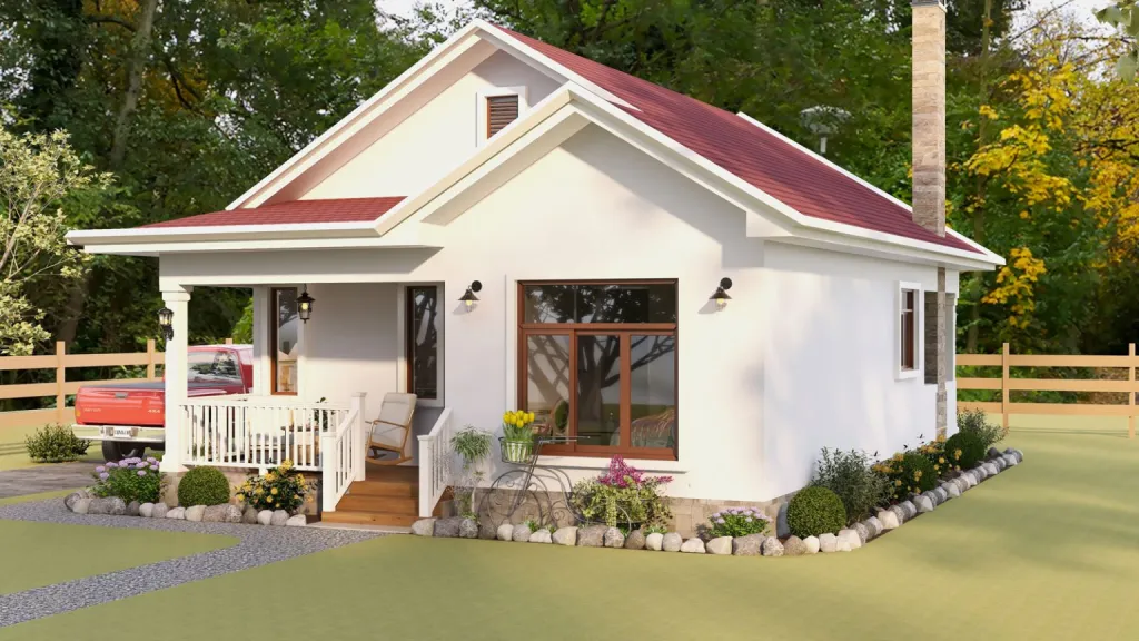 1 Bedroom House with Beautiful Porches and Spacious Living Areas Free Plan