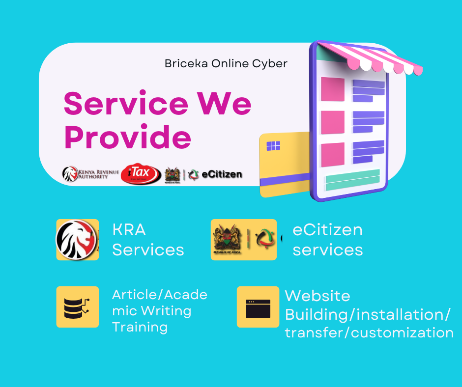 Briceka Online Cyber | KRA Services | eCitizen Services | Website Services